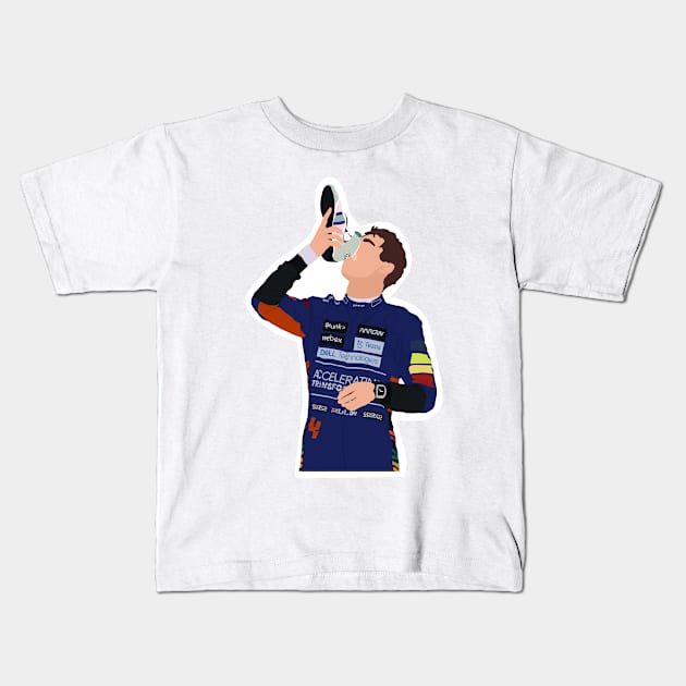 Lando Norris doing a shoey on the podium of the 2021 Italian Grand Prix at Monza Kids T-Shirt by royaldutchness